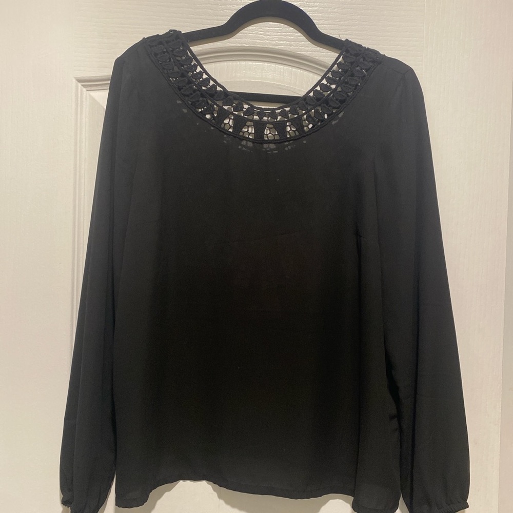 Black lace back detail blouse